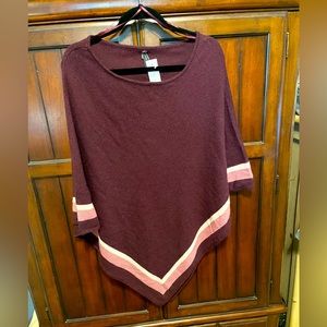 Lane Bryant size 14/20 (one size) poncho sweater, purple/eggplant & pink, NWT